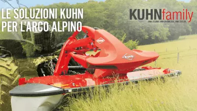 La copertina del nuovo numero di KUHN Family, dedicato alle soluzioni KUHN per l'arco alpino.